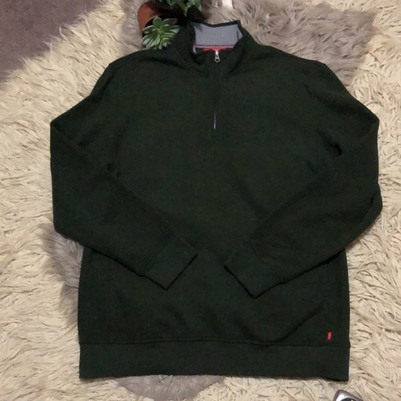 EUC Mens Izod 1/4 Zip Sweatshirt-Sz L-Forest Green-Cotton Blend - Picture 9 of 14